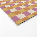 Checkered Multicolor Pattern XXXII 60s Summer Pink Orange Welcome Mat Gallery Image 2