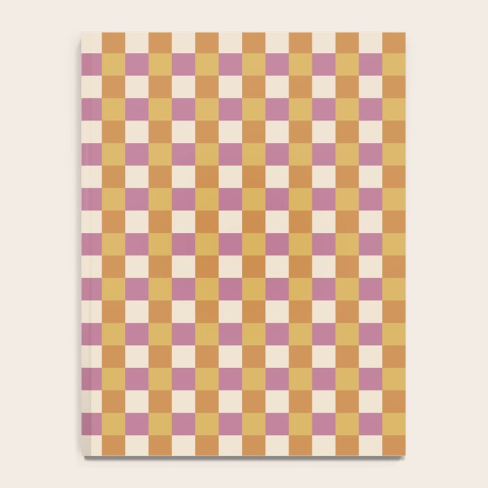 Checkered Multicolor Pattern XXXII 60s Summer Pink Orange Notebook Gallery Image 4