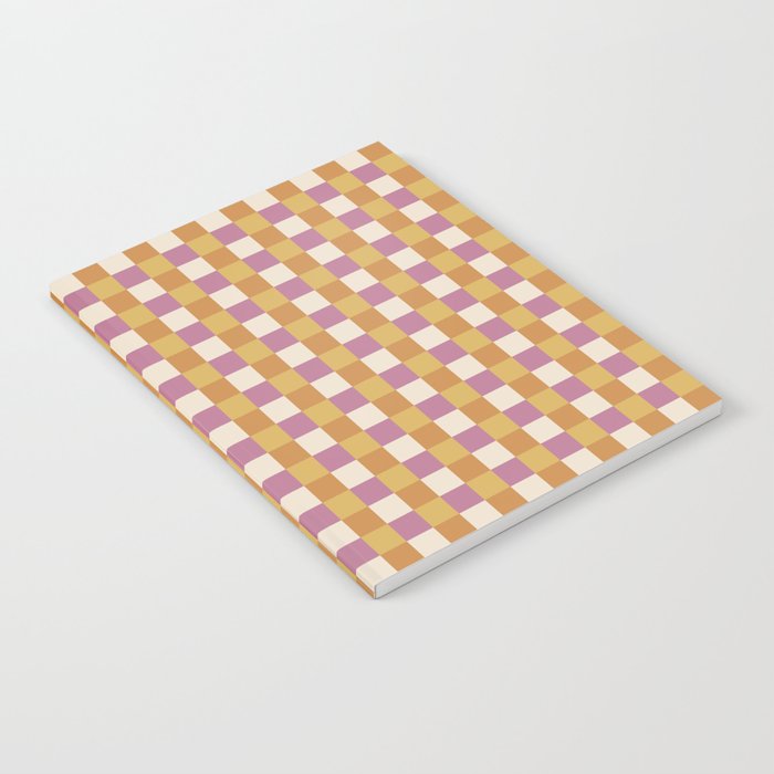 Checkered Multicolor Pattern XXXII 60s Summer Pink Orange Notebook Gallery Image 1