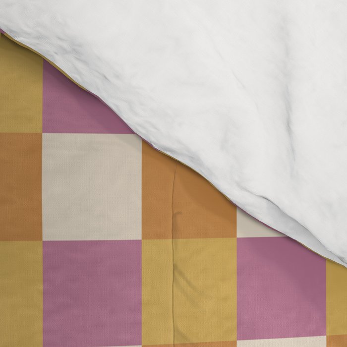 Checkered Multicolor Pattern XXXII 60s Summer Pink Orange Comforter Gallery Image 4