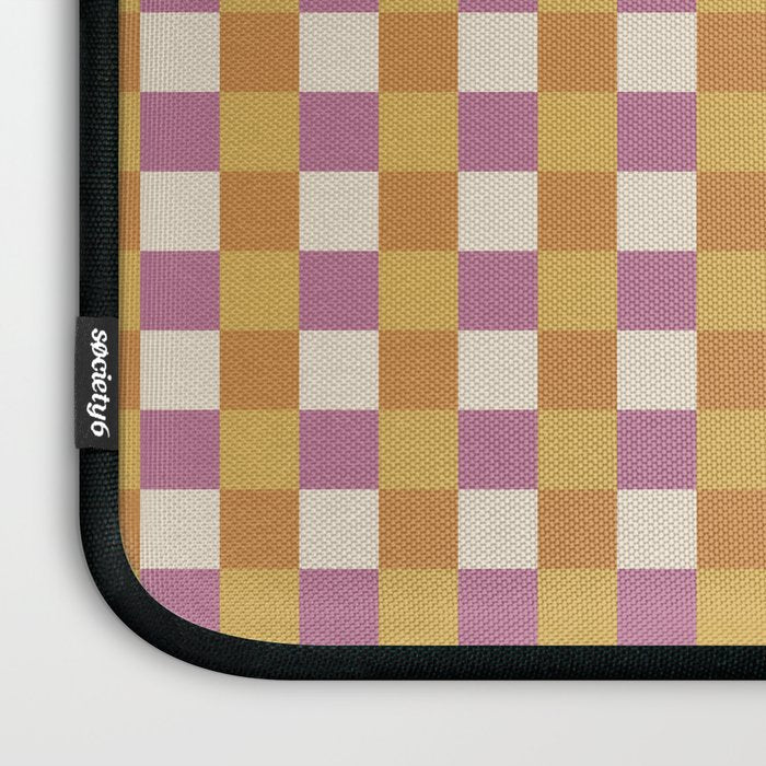 Checkered Multicolor Pattern XXXII 60s Summer Pink Orange Laptop Sleeve Gallery Image 3