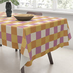 Checkered Multicolor Pattern XXXII 60s Summer Pink Orange Tablecloth Gallery Image 3