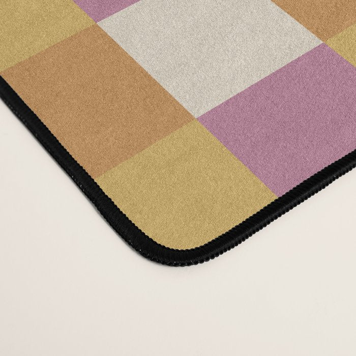 Checkered Multicolor Pattern XXXII 60s Summer Pink Orange Desk Mat Gallery Image 4