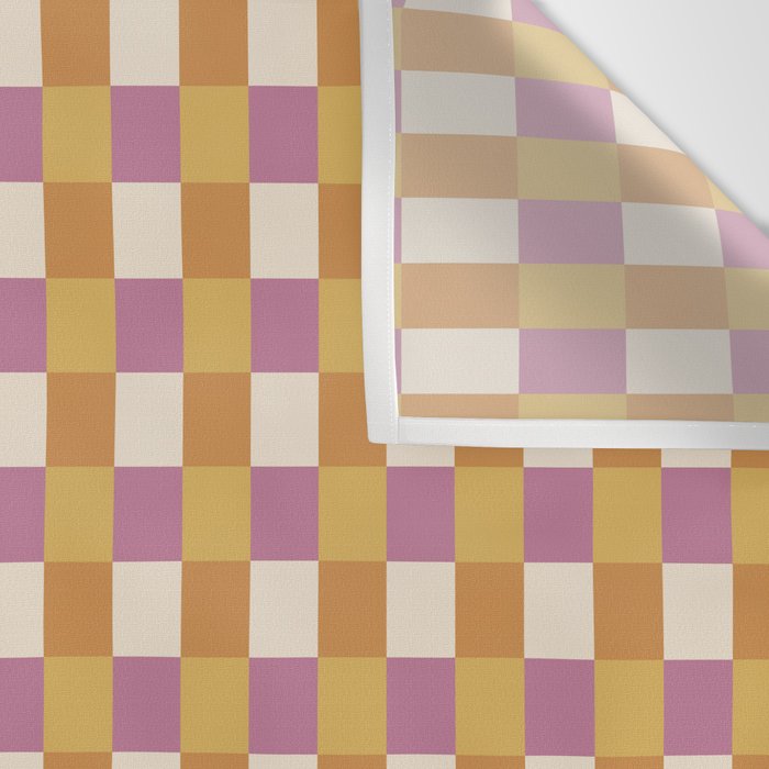 Checkered Multicolor Pattern XXXII 60s Summer Pink Orange Wall Tapestry Gallery Image 3