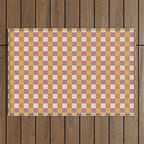 Checkered Multicolor Pattern XXXII 60s Summer Pink Orange Outdoor Rug Gallery Image 1