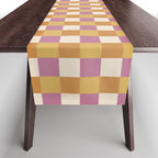Checkered Multicolor Pattern XXXII 60s Summer Pink Orange Table Runner Gallery Image 1