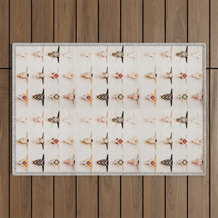 Bull Skulls - Mexican Folk Art Outdoor Rug Gallery Image 1