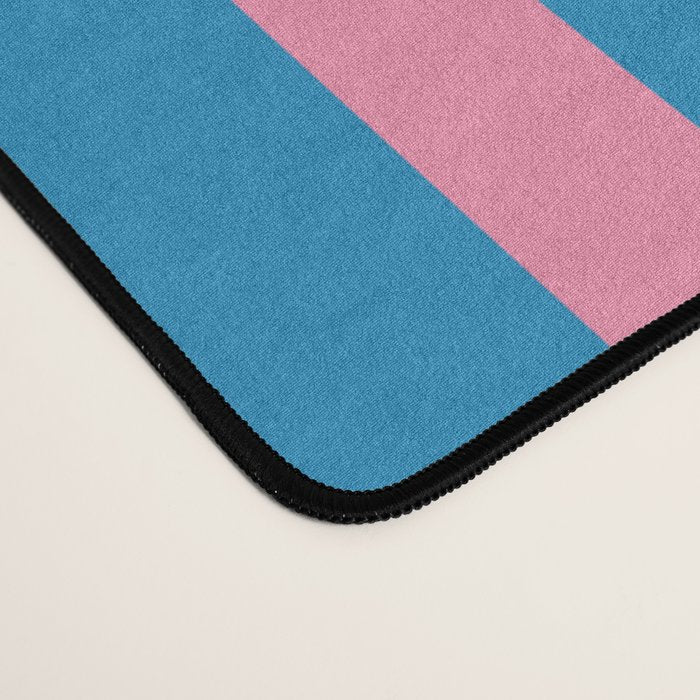 Fun Stripes Pink and Blue Narrow Vertical Retro Contemporary Stripe Pattern Desk Mat Gallery Image 4