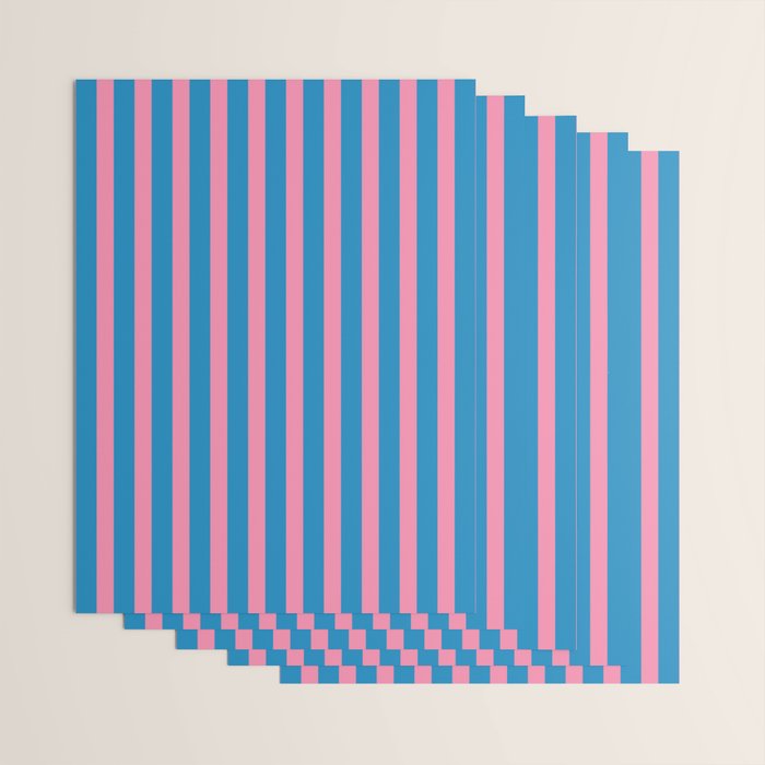 Fun Stripes Pink and Blue Narrow Vertical Retro Contemporary Stripe Pattern Wrapping Paper Gallery Image 3