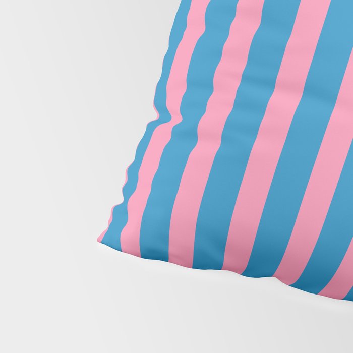Fun Stripes Pink and Blue Narrow Vertical Retro Contemporary Stripe Pattern Pillow Sham Gallery Image 4