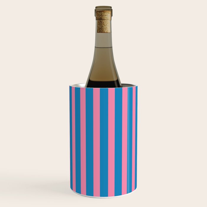 Fun Stripes Pink and Blue Narrow Vertical Retro Contemporary Stripe Pattern Wine Chiller Gallery Image 2