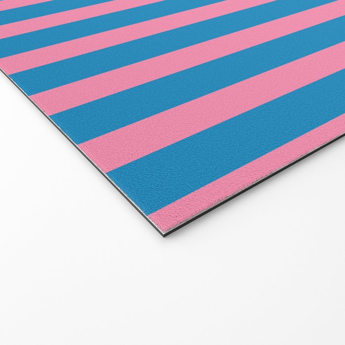 Fun Stripes Pink and Blue Narrow Vertical Retro Contemporary Stripe Pattern Welcome Mat Gallery Image 2