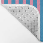 Fun Stripes Pink and Blue Narrow Vertical Retro Contemporary Stripe Pattern Bath Mat Gallery Image 2