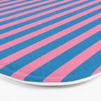 Fun Stripes Pink and Blue Narrow Vertical Retro Contemporary Stripe Pattern Bath Mat Gallery Image 3