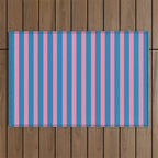 Fun Stripes Pink and Blue Narrow Vertical Retro Contemporary Stripe Pattern Outdoor Rug Gallery Image 1