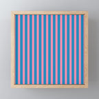 Fun Stripes Pink and Blue Narrow Vertical Retro Contemporary Stripe Pattern Mini Art Print Gallery Image 1