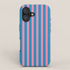 Fun Stripes Pink and Blue Narrow Vertical Retro Contemporary Stripe Pattern iPhone Case Gallery Image 1
