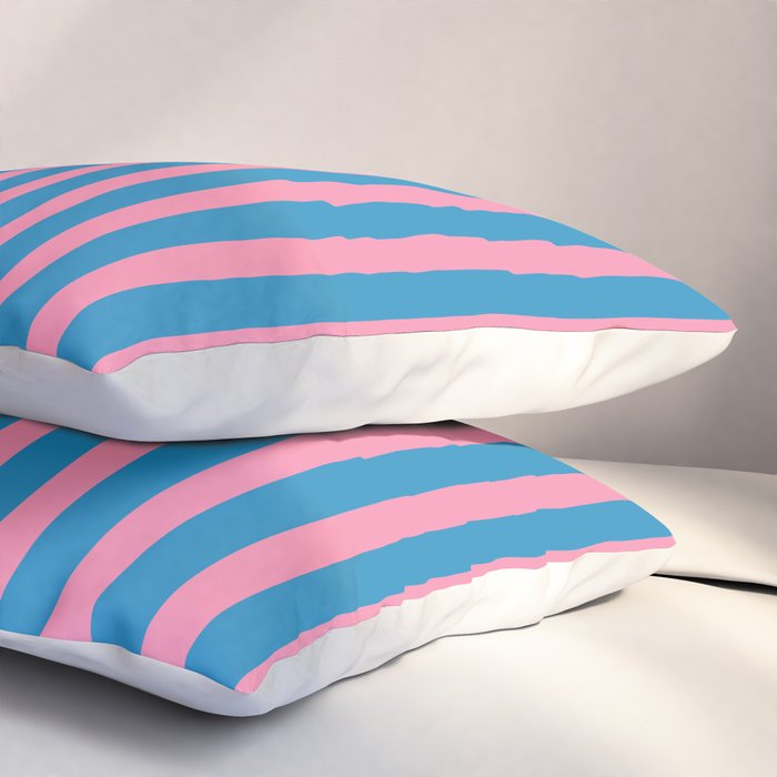 Fun Stripes Pink and Blue Narrow Vertical Retro Contemporary Stripe Pattern Pillow Sham Gallery Image 3