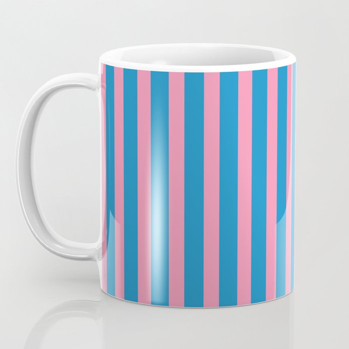 Fun Stripes Pink and Blue Narrow Vertical Retro Contemporary Stripe Pattern Coffee Mug Gallery Image 3