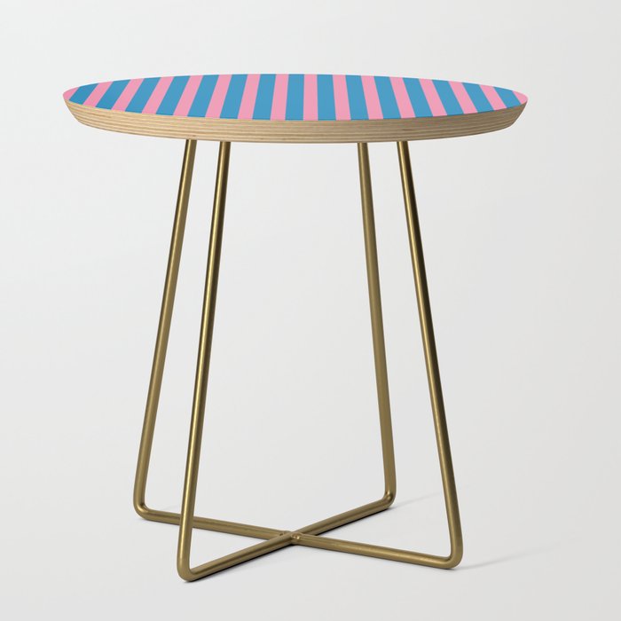 Fun Stripes Pink and Blue Narrow Vertical Retro Contemporary Stripe Pattern Side Table Gallery Image 1