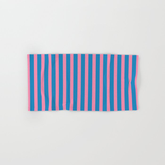 Fun Stripes Pink and Blue Narrow Vertical Retro Contemporary Stripe Pattern Bath Towel Gallery Image 1