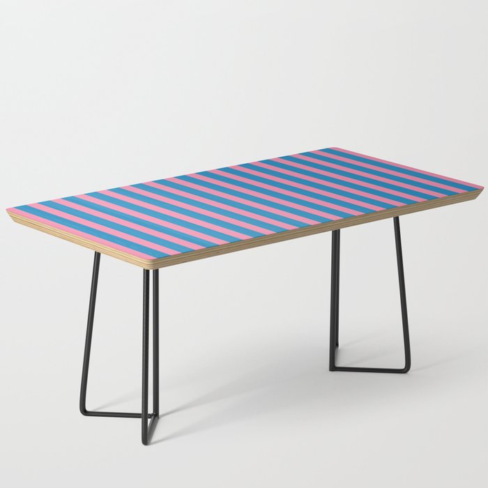Fun Stripes Pink and Blue Narrow Vertical Retro Contemporary Stripe Pattern Coffee Table Gallery Image 1