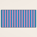 Fun Stripes Pink and Blue Narrow Vertical Retro Contemporary Stripe Pattern Desk Mat Gallery Image 3