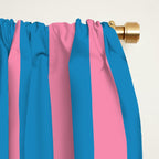 Fun Stripes Pink and Blue Narrow Vertical Retro Contemporary Stripe Pattern Window Curtain Gallery Image 2