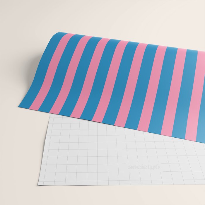 Fun Stripes Pink and Blue Narrow Vertical Retro Contemporary Stripe Pattern Wrapping Paper Gallery Image 2