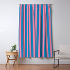 Fun Stripes Pink and Blue Narrow Vertical Retro Contemporary Stripe Pattern Window Curtain Gallery Image 5