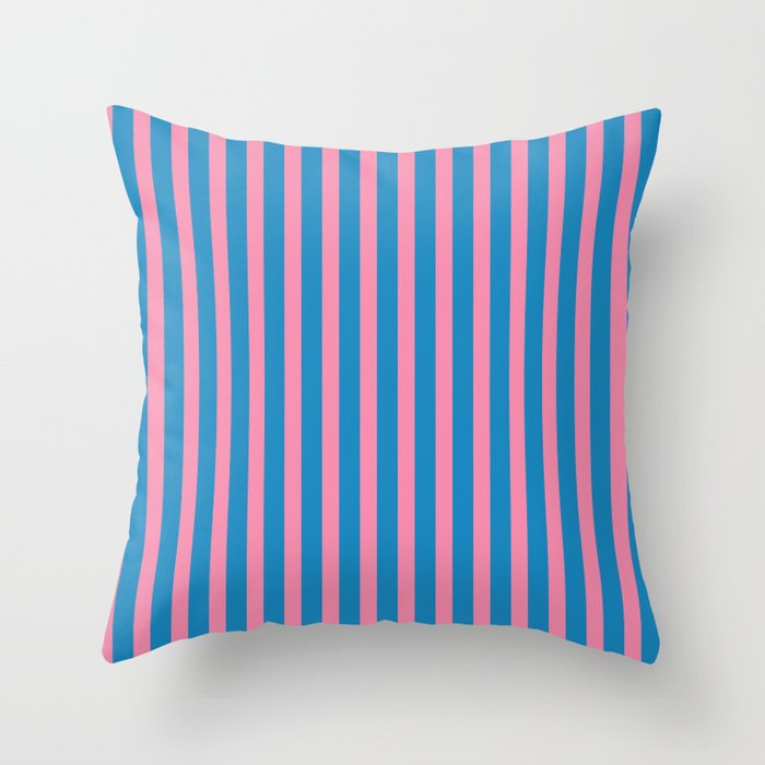 Fun Stripes Pink and Blue Narrow Vertical Retro Contemporary Stripe Pattern Throw Pillow Gallery Image 6