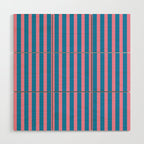 Fun Stripes Pink and Blue Narrow Vertical Retro Contemporary Stripe Pattern Wood Wall Art Gallery Image 1