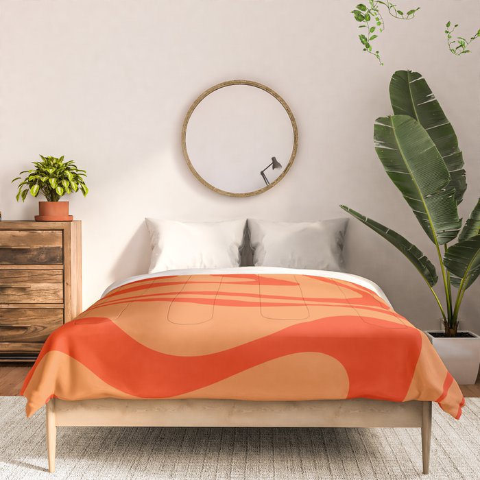 Orange Orange Modern Retro Liquid Swirl Abstract Pattern Comforter Gallery Image 3