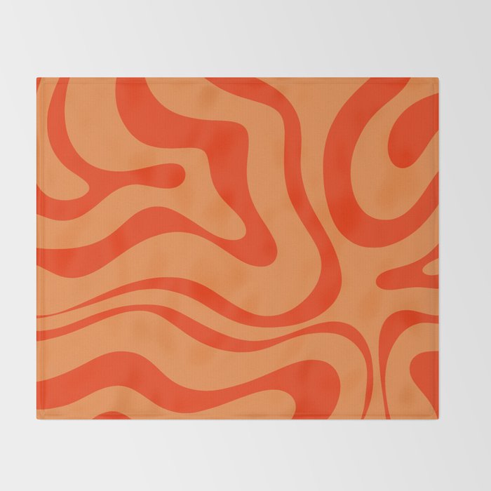 Orange Orange Modern Retro Liquid Swirl Abstract Pattern Throw Blanket Gallery Image 2