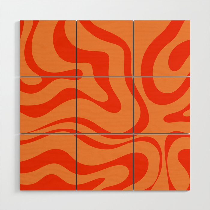 Orange Orange Modern Retro Liquid Swirl Abstract Pattern Wood Wall Art Gallery Image 1