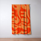 Orange Orange Modern Retro Liquid Swirl Abstract Pattern Window Curtain Gallery Image 3