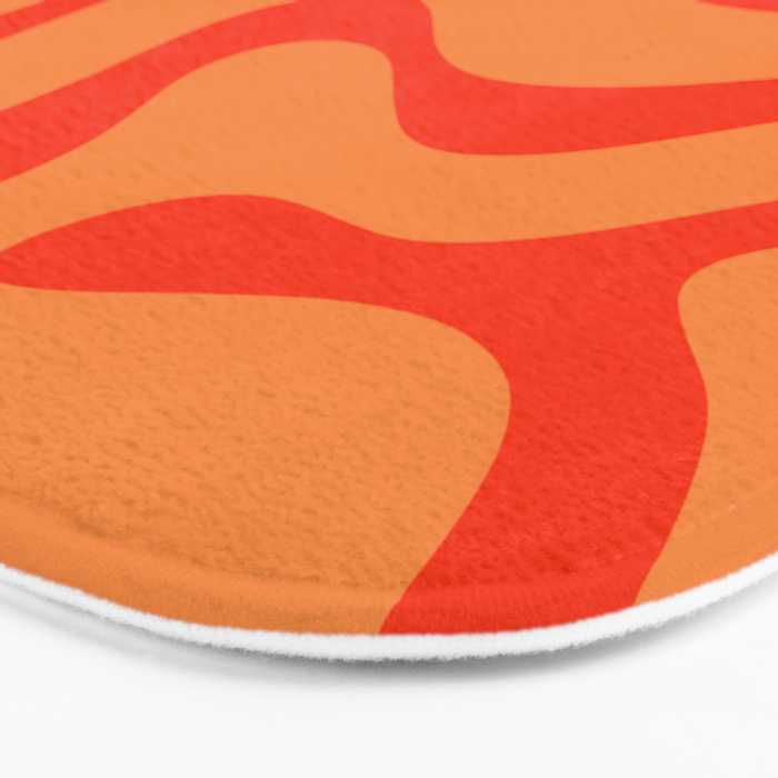 Orange Orange Modern Retro Liquid Swirl Abstract Pattern Bath Mat Gallery Image 3