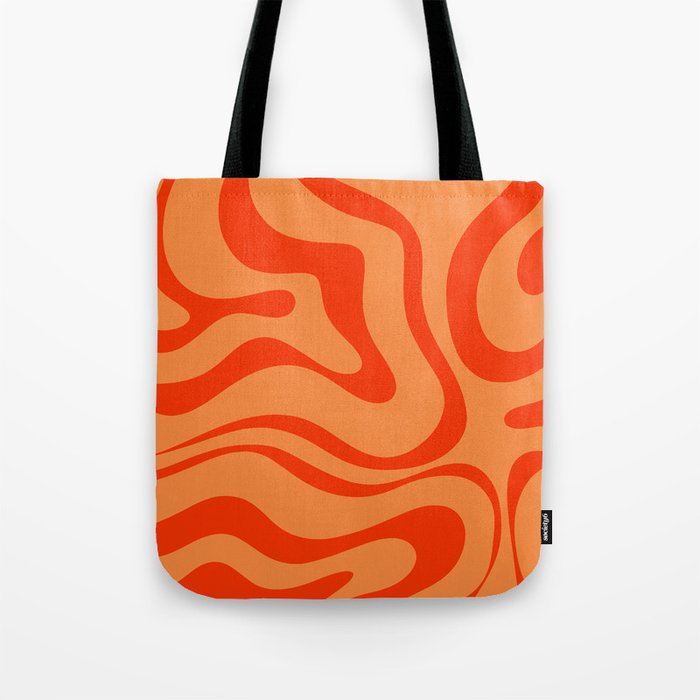 Orange Orange Modern Retro Liquid Swirl Abstract Pattern Tote Bag Gallery Image 1