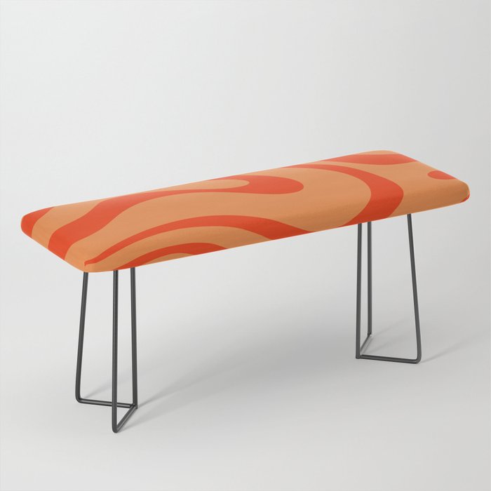 Orange Orange Modern Retro Liquid Swirl Abstract Pattern Bench Gallery Image 1
