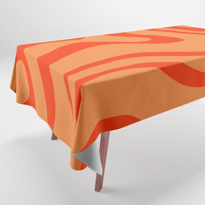 Orange Orange Modern Retro Liquid Swirl Abstract Pattern Tablecloth Gallery Image 1