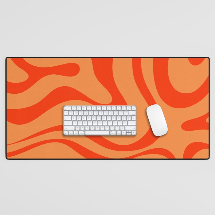 Orange Orange Modern Retro Liquid Swirl Abstract Pattern Desk Mat Gallery Image 1