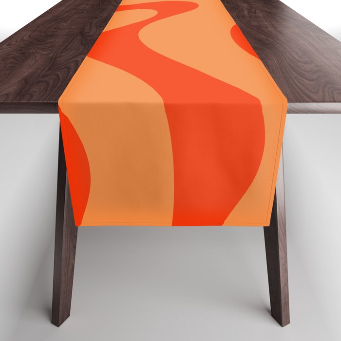 Orange Orange Modern Retro Liquid Swirl Abstract Pattern Table Runner Gallery Image 1