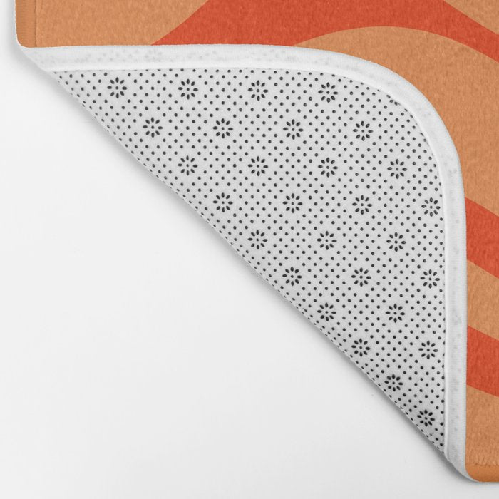 Orange Orange Modern Retro Liquid Swirl Abstract Pattern Bath Mat Gallery Image 2