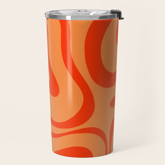 Orange Orange Modern Retro Liquid Swirl Abstract Pattern Travel Mug Gallery Image 2
