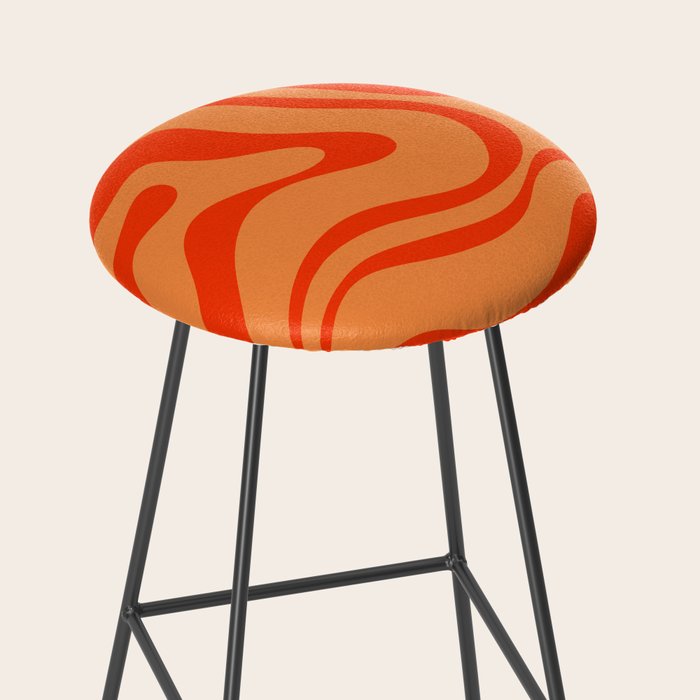 Orange Orange Modern Retro Liquid Swirl Abstract Pattern Stool Gallery Image 2