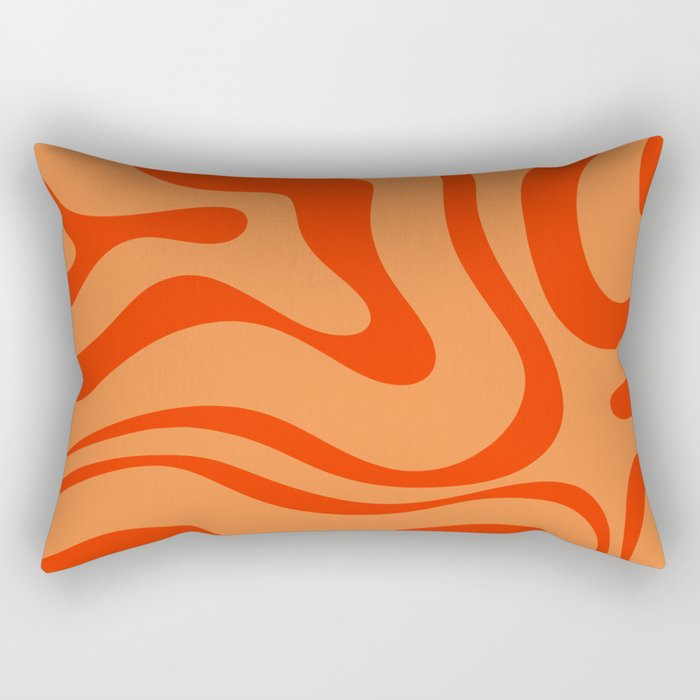 Orange Orange Modern Retro Liquid Swirl Abstract Pattern Rectangular Pillow Gallery Image 2