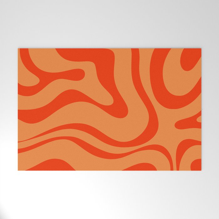 Orange Orange Modern Retro Liquid Swirl Abstract Pattern Welcome Mat Gallery Image 1