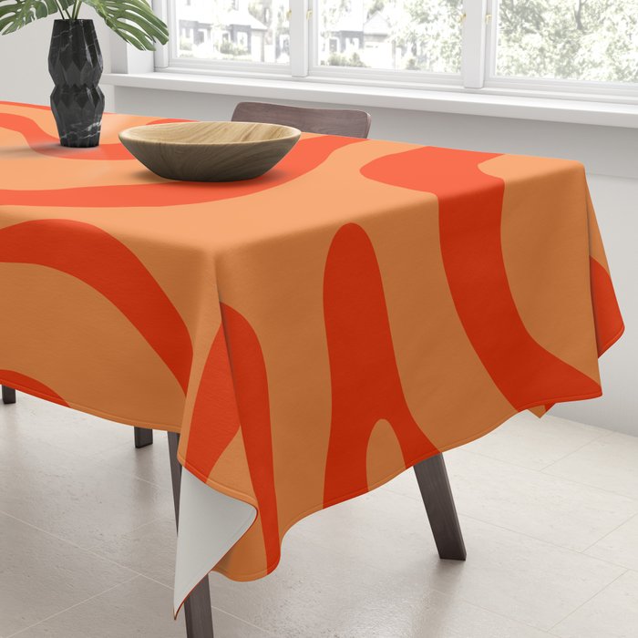 Orange Orange Modern Retro Liquid Swirl Abstract Pattern Tablecloth Gallery Image 3