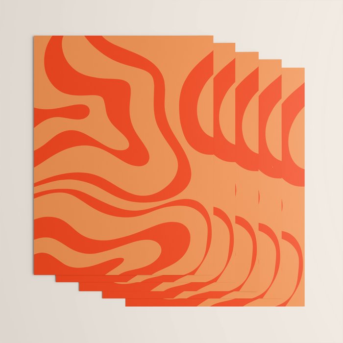 Orange Orange Modern Retro Liquid Swirl Abstract Pattern Wrapping Paper Gallery Image 3