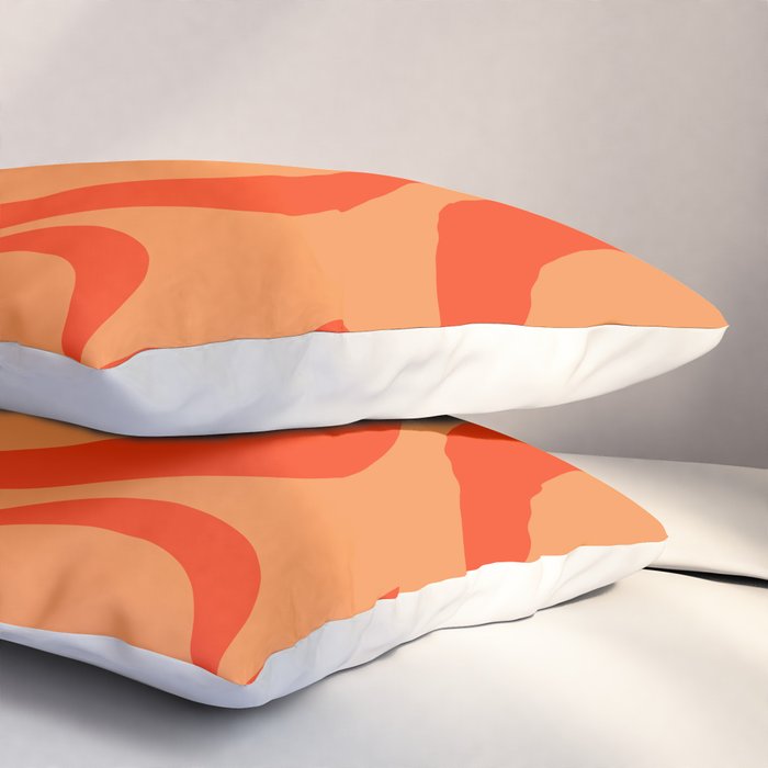 Orange Orange Modern Retro Liquid Swirl Abstract Pattern Pillow Sham Gallery Image 3